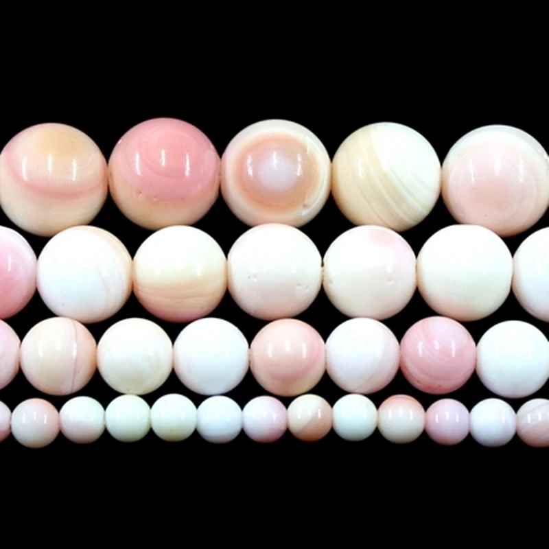 

Natural Queen Shell Round Loose Beads 4/6/8/10/12MM 15Inch For Jewelry Making Bracelets Necklace