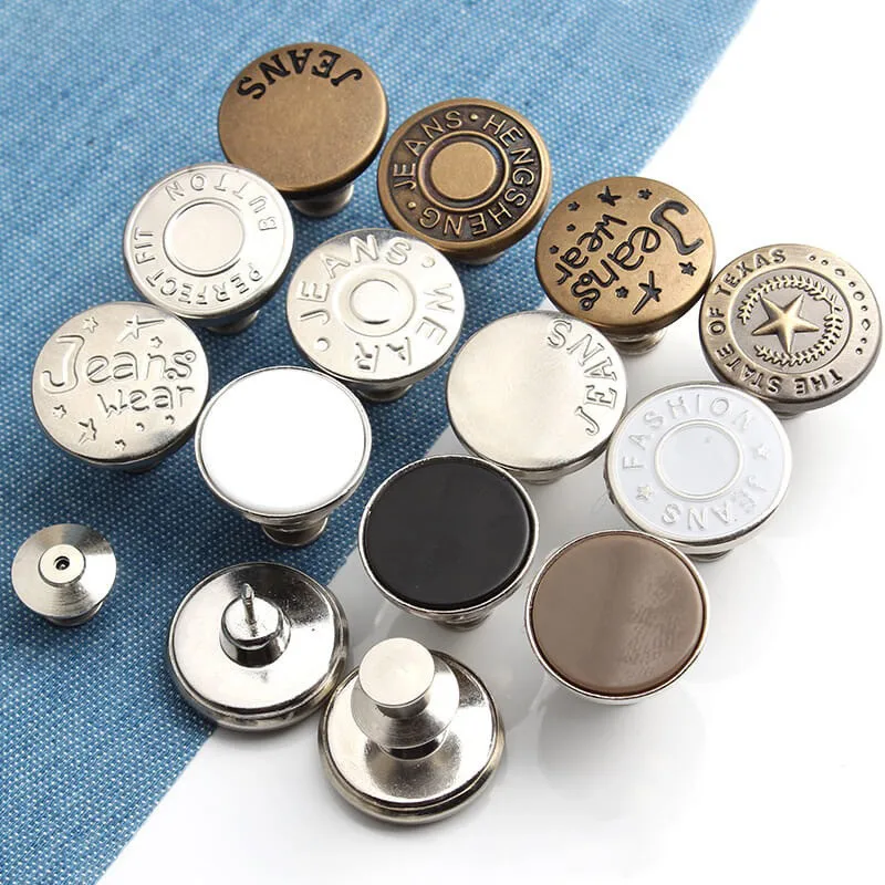 2pcs Jeans Snap Fastener Metal Buttons For Trousers Perfect Fit Adjust Button Self Increase Reduce Waist Free Nail Sew Botones