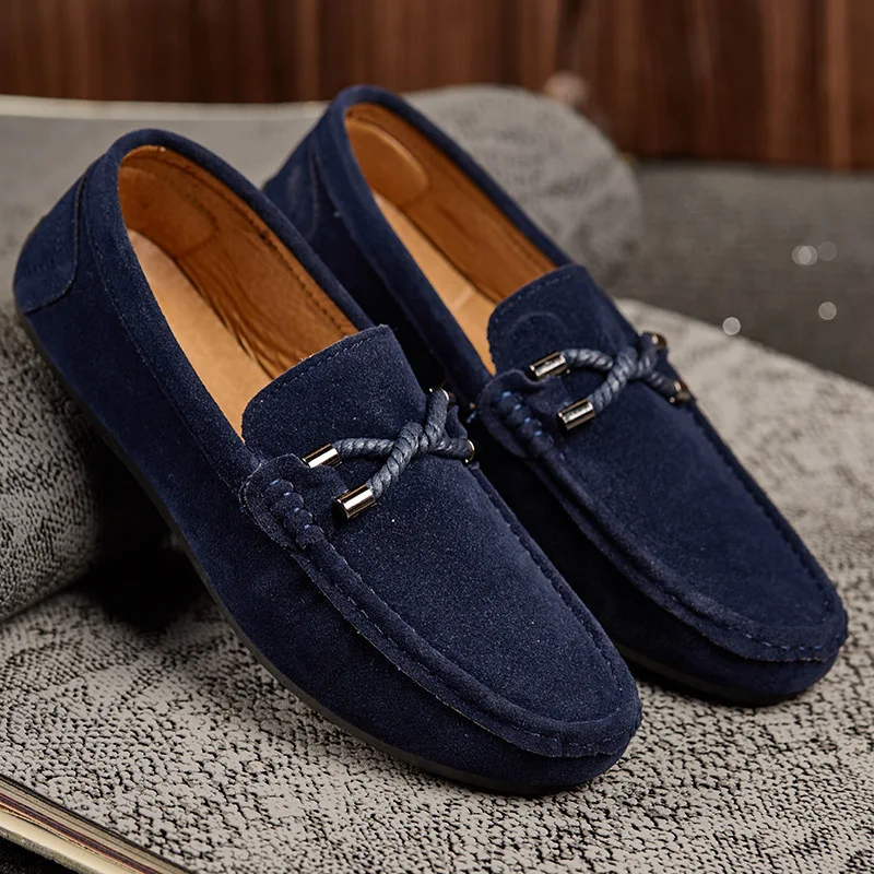 NEW Men\'s Loafers Comfortable Flat Casual Shoes Men Breathable Slip-On Soft Leather Driving Shoes Moccasins 2019 New