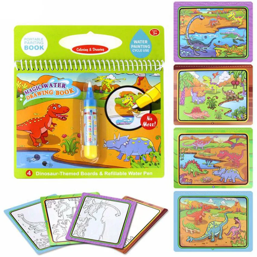 1 Set Water Drawing Books+ Pen Kit Reusable Magic Coloring Books  DIY Children's Kids Painting Drawing Board Graffiti Book Gifts