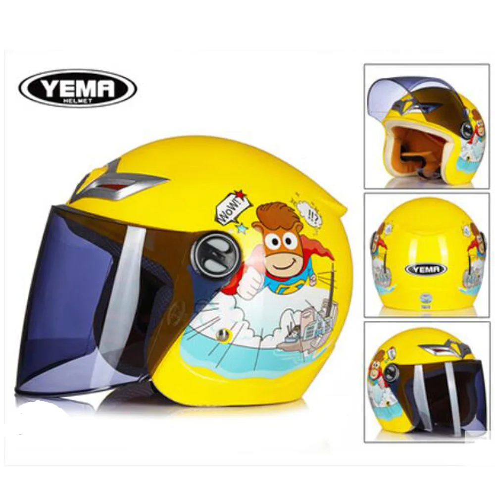 2019 New kids safety protection children Motorcycle helmet YEMA child Motorbike Helmets made of ABS black gray PC visor Lens 