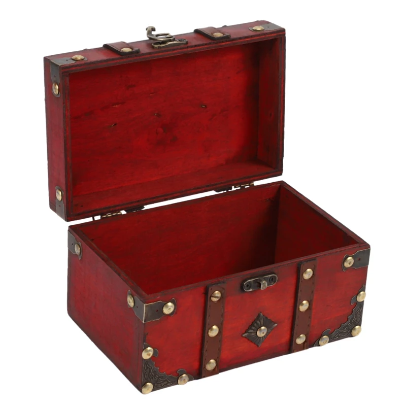 Retro Treasure Chest Vintage Wooden Storage Box Antique Style Jewelry Organizer for Jewelry Box Trinket Box