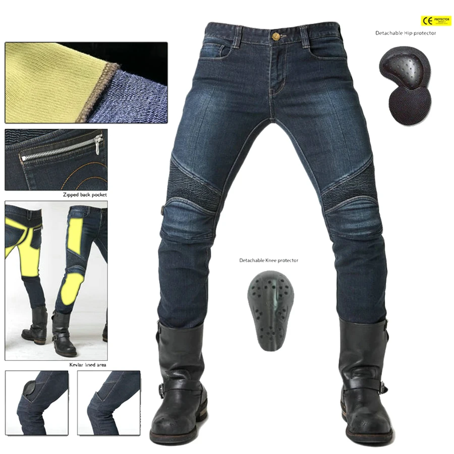 

Men's outdoor cycling Motorcycle Wear-Resistant Material Inside Riding Pants Locomotive Protective Jeans Loose Straight Trouser