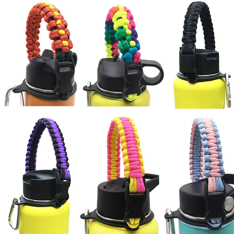 Water Bottle Shoulder Strap Paracord Handle with Shoulder Strap for Hydro Flask and Other Wide Mouth Bottles for 12oz to 64oz