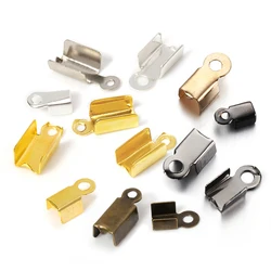200pcs Cove Clasps Cord End Caps String Ribbon Leather Clip Tip Fold Crimp Bead Connectors for Jewelry Making DIY Supplies
