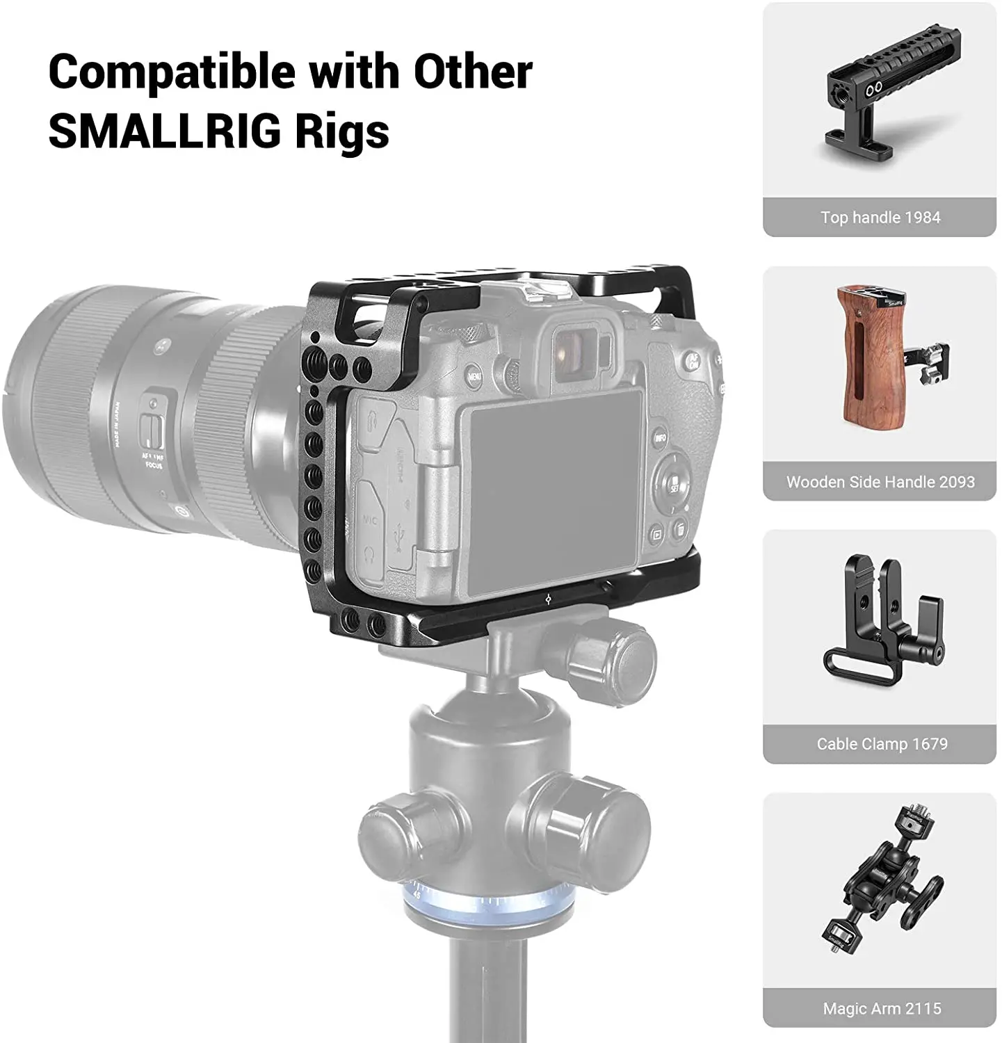 SmallRig DSLR Camera Cage for Canon EOS RP Feature with 1/4 3/8 Thread Holes For Magic Arm Microphone Attachment CCC2332