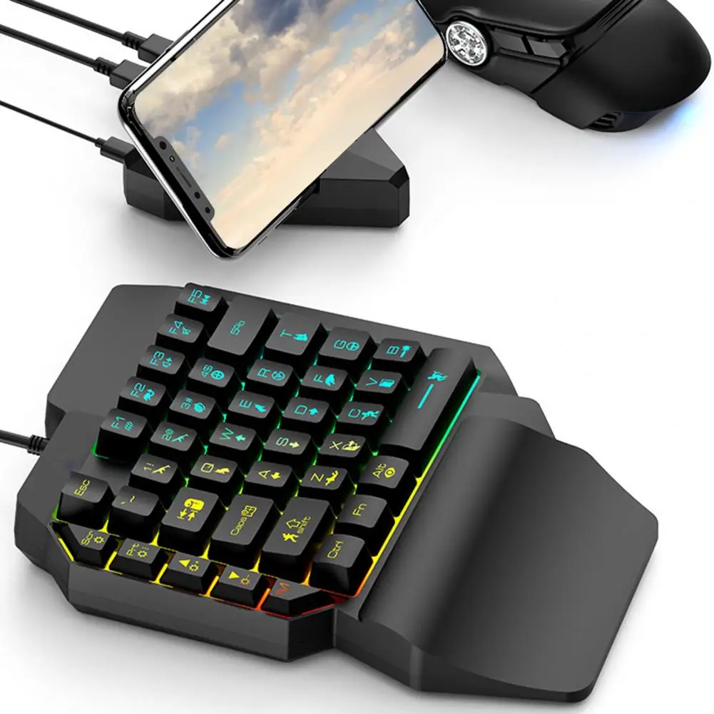 K15 Keyboard Glowing Characters Strong Resilience RGB One Handed Mechanical Gaming Keyboard for Computer