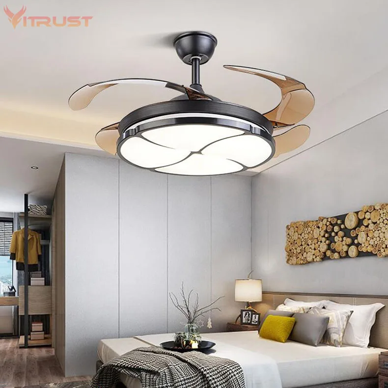 Fan Light Ceiling Home Smart Living Room Lamp with Remote Control Invisible fan Led Chandelier
