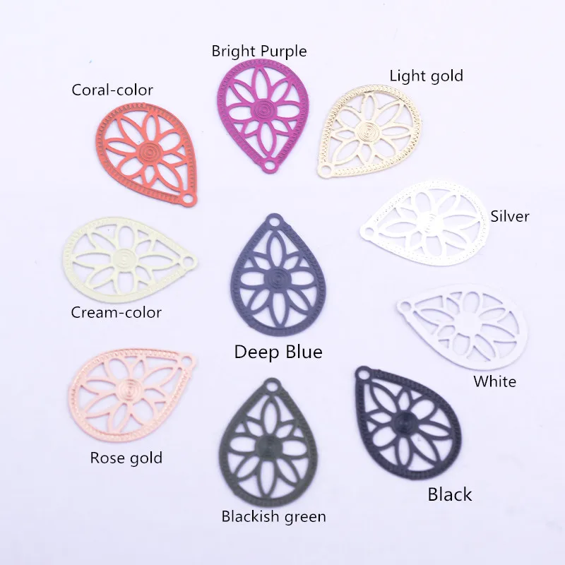 50 Stück AC10823 6*16mm Wassertropfen-Blumen-Anhänger Ohrring-Anhänger Metall Messing Dünner Anhänger DIY Schmuck Ohrring-Herstellung – Detail 3