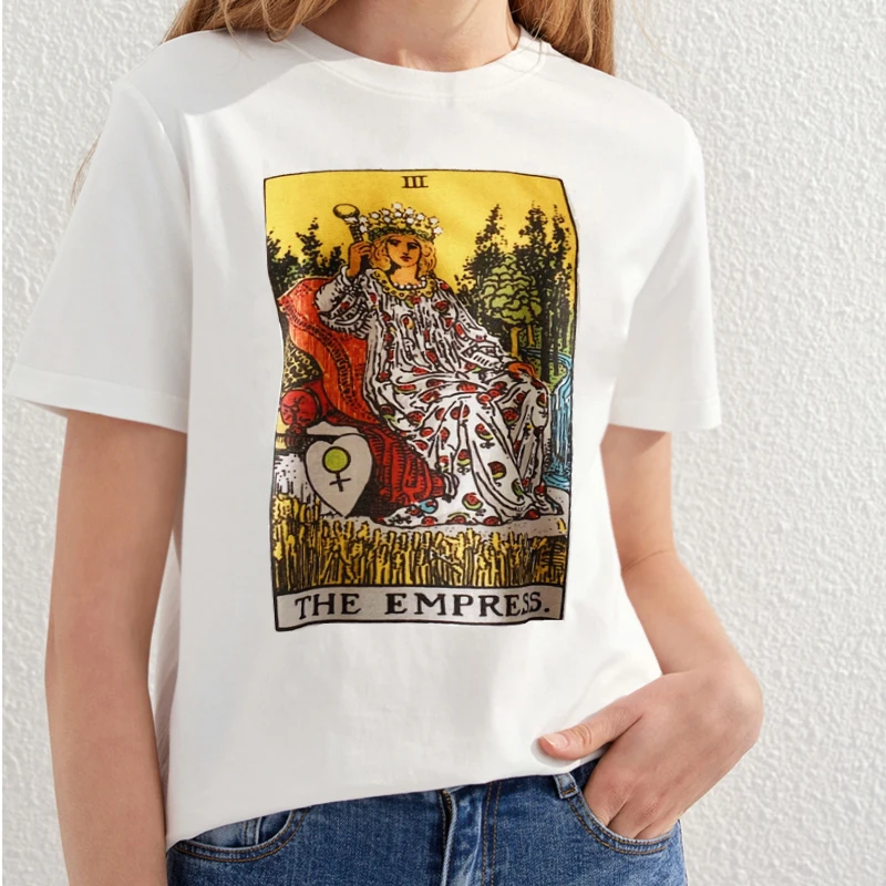 The Empress Tarot Card T Shirt Major Arcana Telling Occult T Shirt Casual O-neck Casual For Woman 100% Cotton