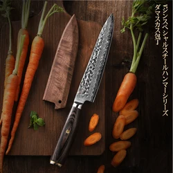 Kyokuto  67-layer V gold 10 Damascus steel Hammering kitchen knife chef Knives 6inch Utility knives Slicing Free wooden scabbard