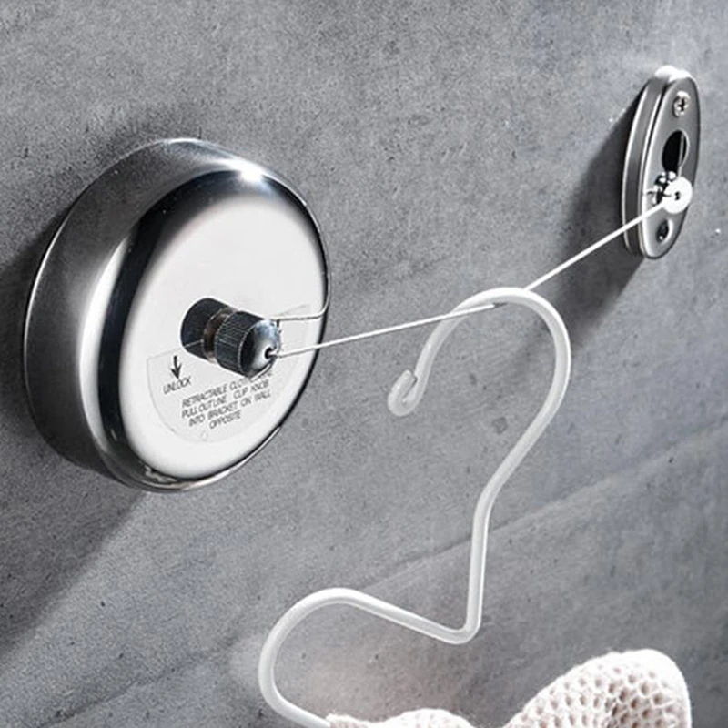 Stainless Steel 2.8m Wall Hanging Clothesline bedroom, bathroom, Hotel Retractable Clothesline Indoor Outdoor Hanger