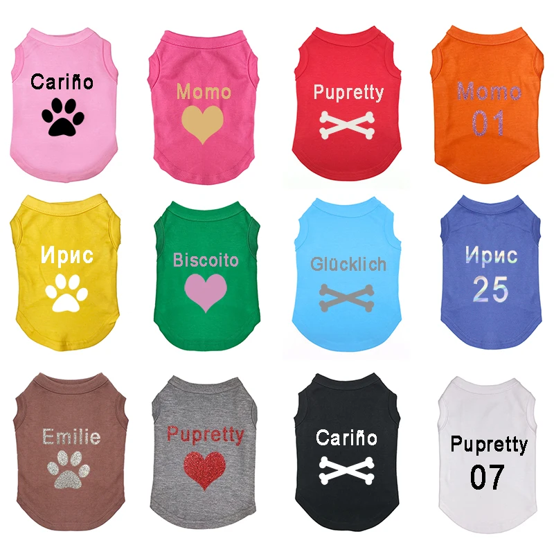 Personality Pet T-shirts Cute Printed Summer Puppy Cat Clothes Custom ID Logo Colorful Clothing Fashion Pet Clothes Dog Costume