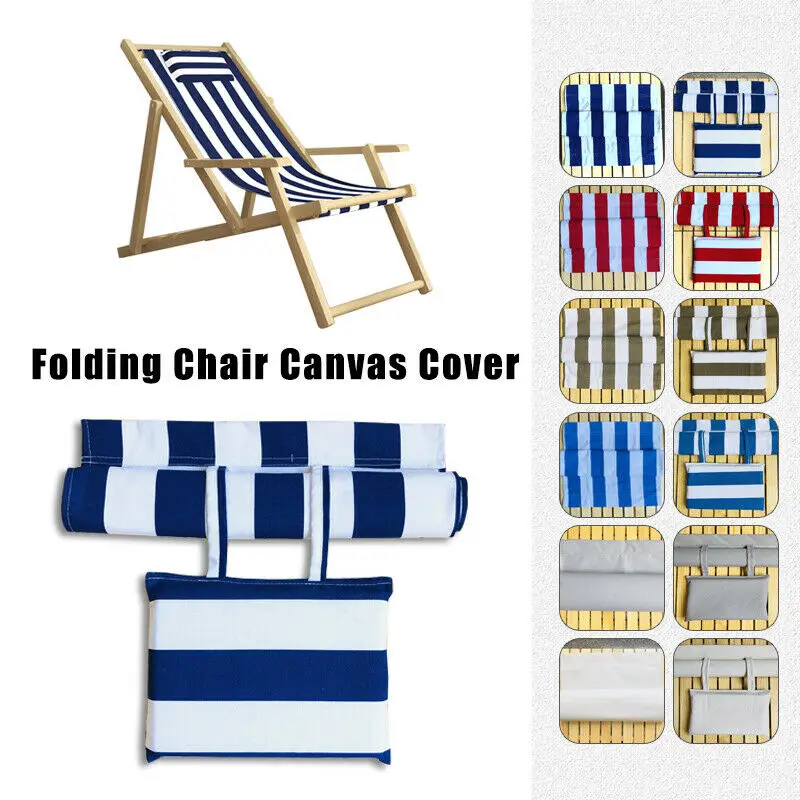 

Beach Chair Canvas Seat Covers Folding Deck Chair Replacement Cover Waterproof