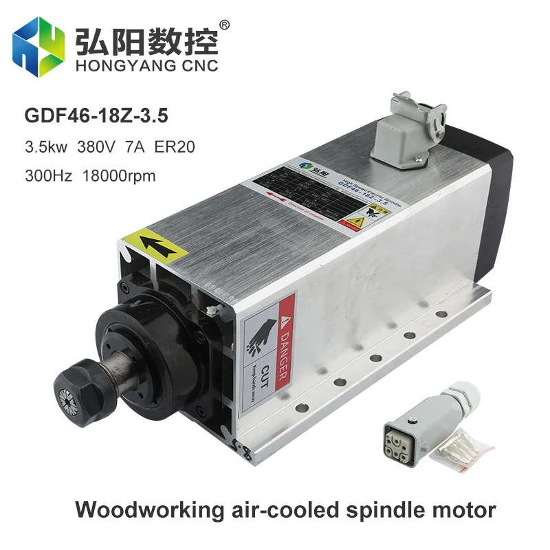 3.5KW Air-Cooled Spindle Motor 380v ER20 Collet 300Hz Flange Mount Motor Extended 4 Bearing CNC Milling Machine Wood Carving