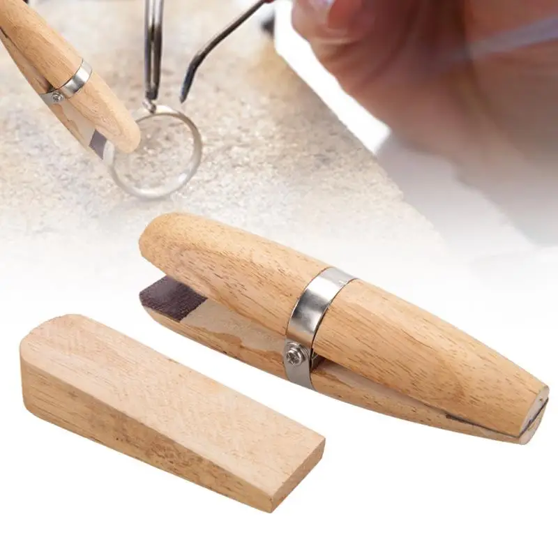 Wood Ring Clamp Jewelers Holder Jewelry Making Hand Tool Benchwork Wood Tweezers Jewelry Holding Goldsmith Tool for Jeweler