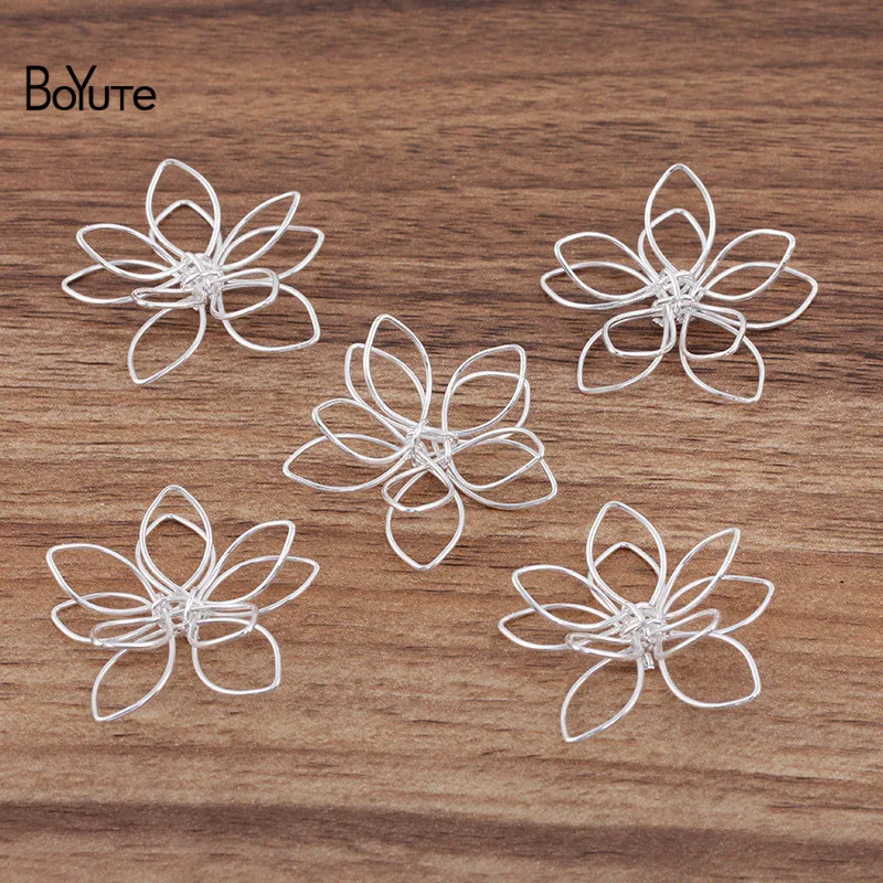 BoYuTe (50 Pieces/Lot) 20MM 35MM Metal Iron Wire Winding Flower Materials Handmade Diy Jewelry Findings Components