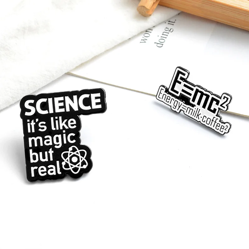 Creative Mass Energy Equation Physics Brooch for Woman Badge Shirt Enamel Pin Brooches for Men Metal Pin Jewelry Accesorios