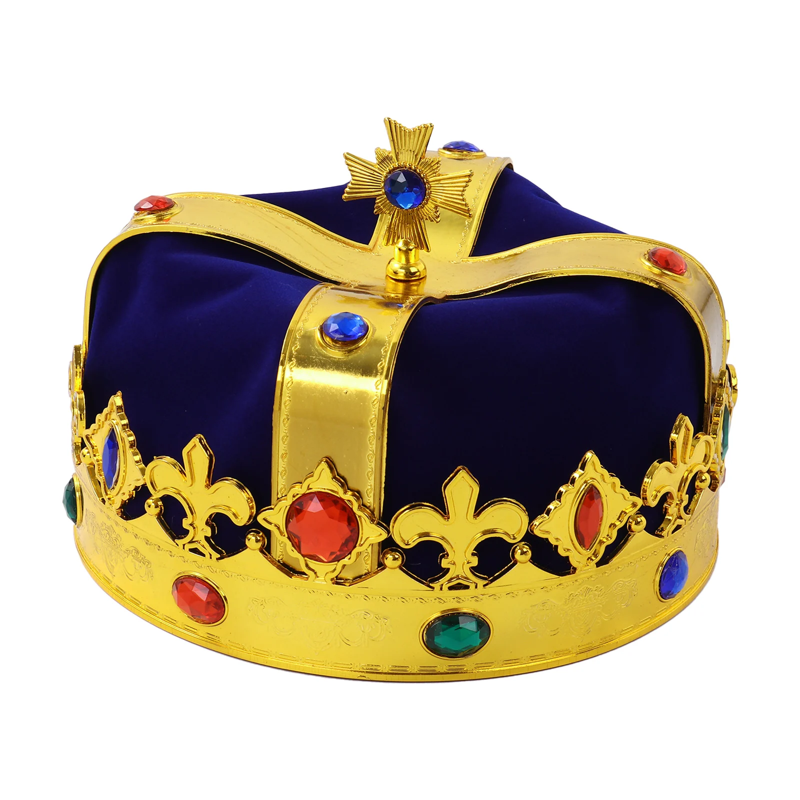 Luxury Gold Royal King Hat Cosplay Halloween Party Dress Up King Crown Imitation Diamond Plastic Emperor Cap Kids Birthday Gifts