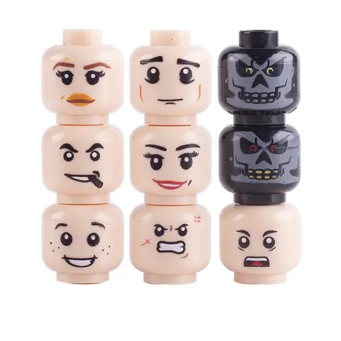 MOC सिटी बिल्डिंग ब्लॉक्स मिनीफिग्स हेड फेशियल एक्सप्रेशन पार्ट्स हैलोवीन खोपड़ी भूत WW2 सैन्य सैनिक DIY इमोटिकॉन बच्चों के लिए 8 best sales लेगो सिर - №2