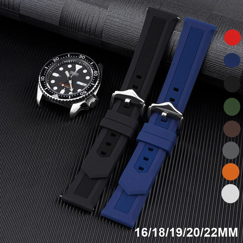 

Silicone Watchband Bracelet for Samsung Huawei Mido Seiko Smart Watch Quick Release Spring Band Strap 16mm 18mm 19mm 21mm 26mm