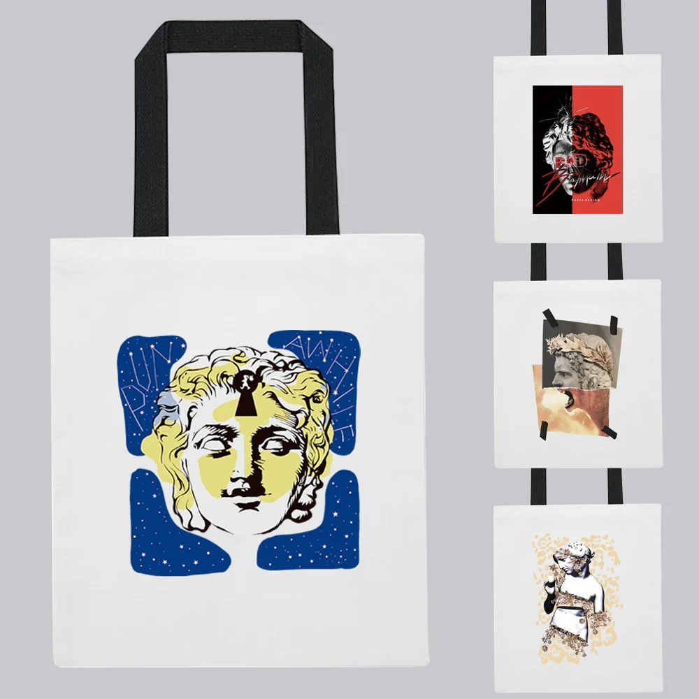 

Женская сумка для покупок, сумка на плечо, удобная вместительная дорожная сумка с забавным рисунком скульптуры