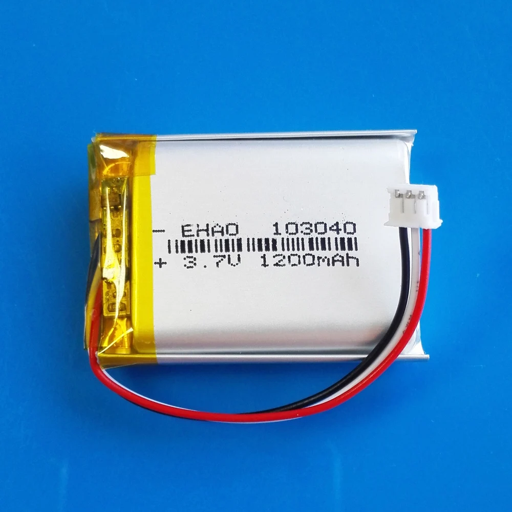 3.7V 1200mAh Lipo Polymer Lithium Rechargeable Battery + JST 3pin 1.5mm Plug For MP3 GPS DVD Recorder Headset Camera 103040