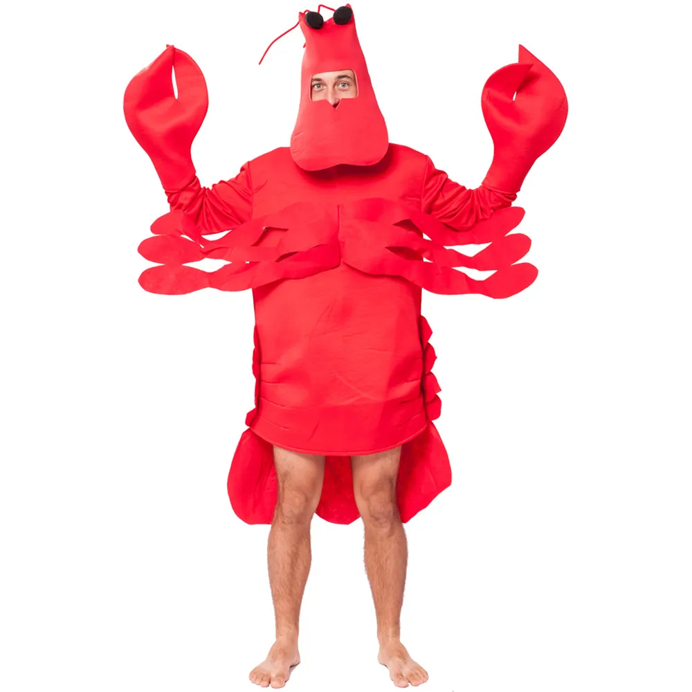 Men's Red Lobster Cosplay Costume Adult Crayfish Halloween Outfits Carnival Easter Purim Fancy Dress