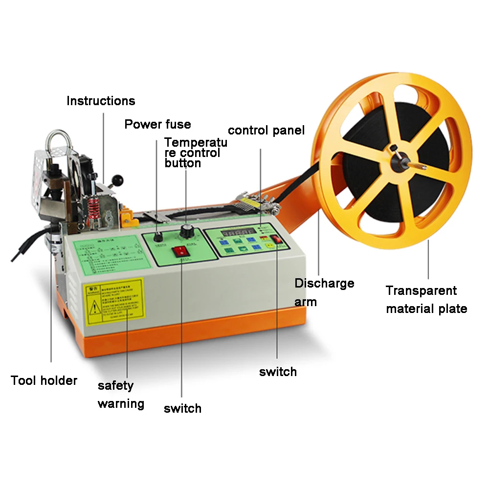 Computer Hot and Cold Cloth Belt Tape Cutting Machine Auto Magic Adhesive Tape Zipper Webbing Machine Elastic Cut Tools