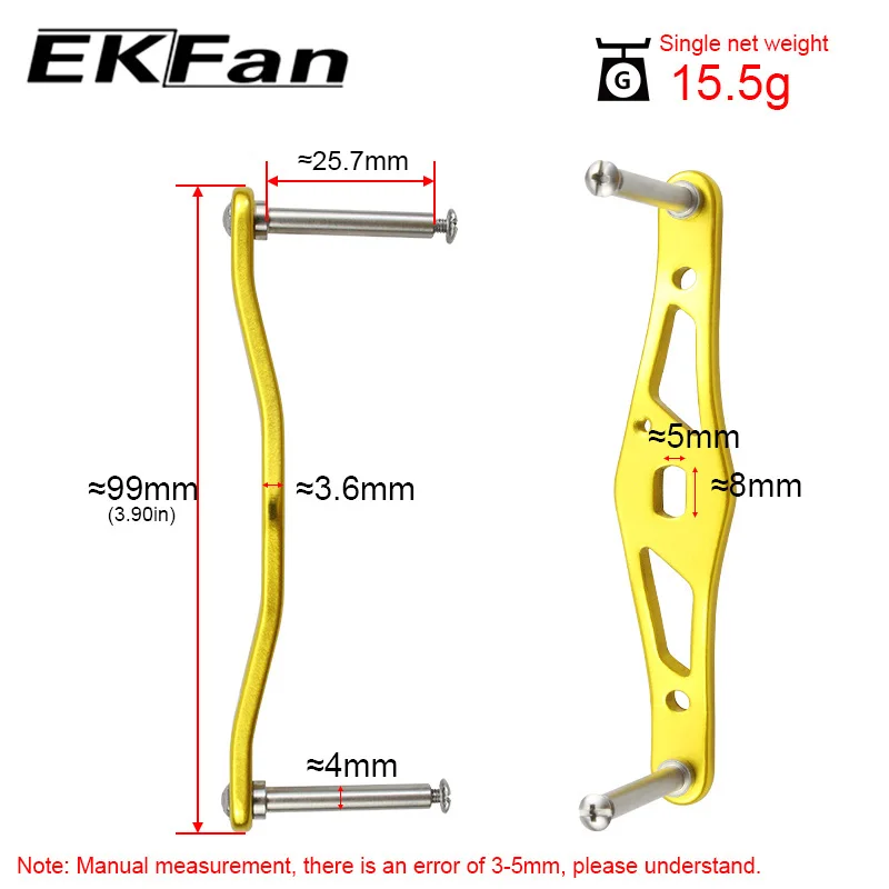 EKFAN Aluminum Alloy 100MM Fishing Left Right Handle 8MMX5MM Holes For Daiwa Baitcasting Reel Knob 7X4X2.5MM Bearing Parts view 6