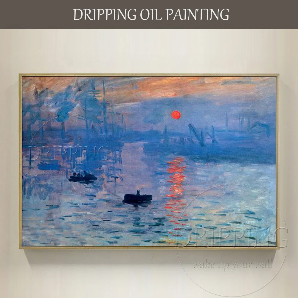 

Artist Hand-painted High Quality Impression Sunrise Landscape Oil Painting on Canvas Reproduce Monet Impression Sunrise Painting