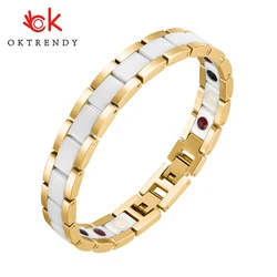 Oktrendy Women Ceramic Hematite Therapy Bracelet with Magnet Healthy Hand Chain Male Jewelry Bio Healing Bangle