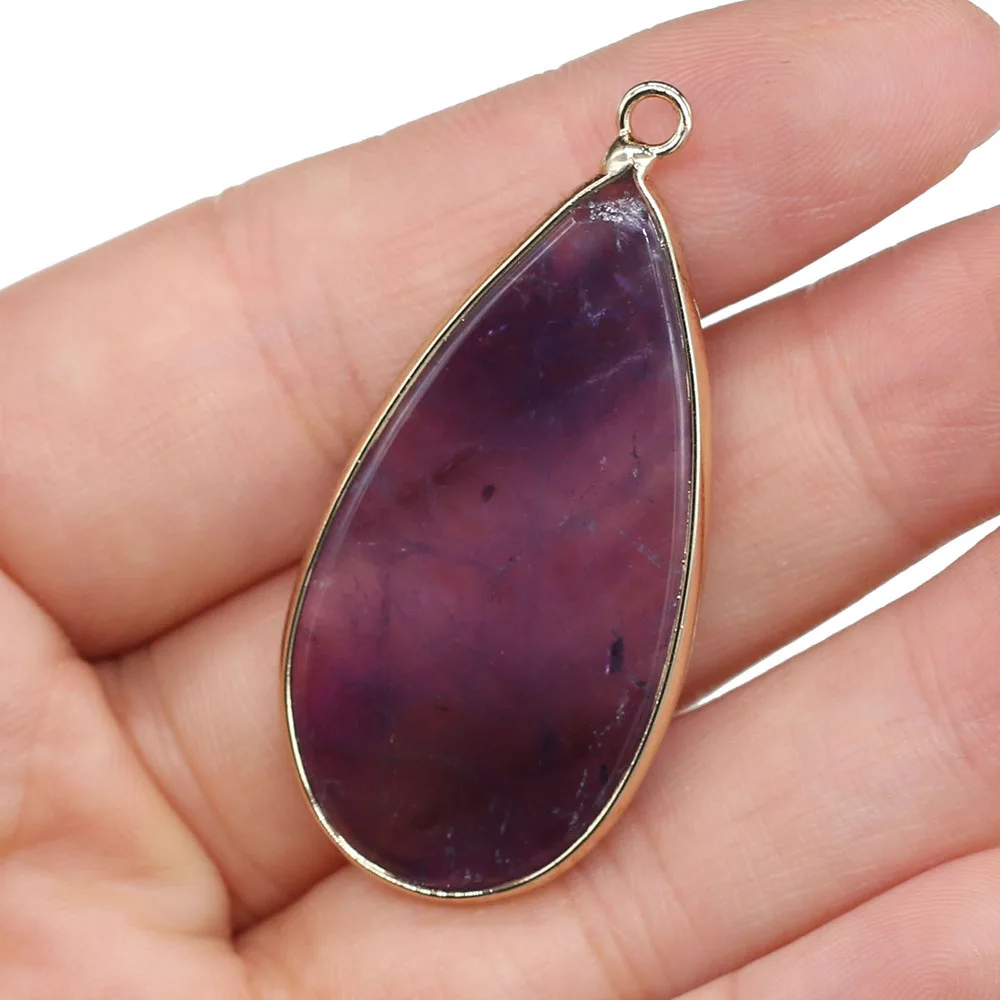 Natural Stone Water Drop Shape Amazonite Amethysts Pendant Stone Pendant DIY for Necklace or Jewelry Making Size 20x45mm