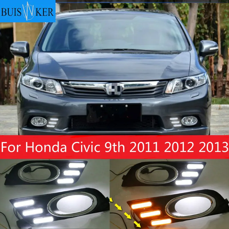 

Car Special LED DRL Daytime Running Light Accessories with Fog Lamp Cover For Honda Civic 9th 2011 2012 2013 Relay 12V