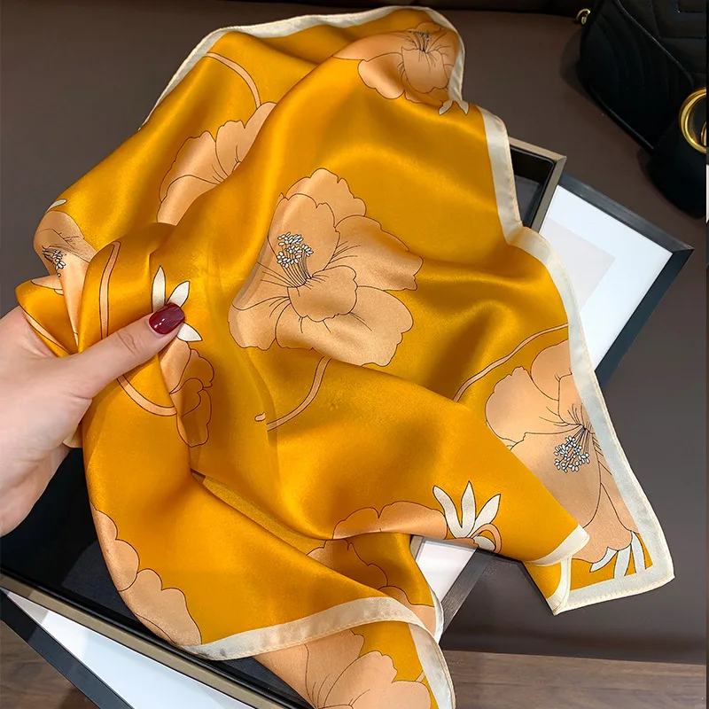 100% Natural Silk Square Scarf Women 2024 dot Print Small Bandana Hair Headscarf Ladies Neckscarf Real Silk Scarves Shawls Wraps