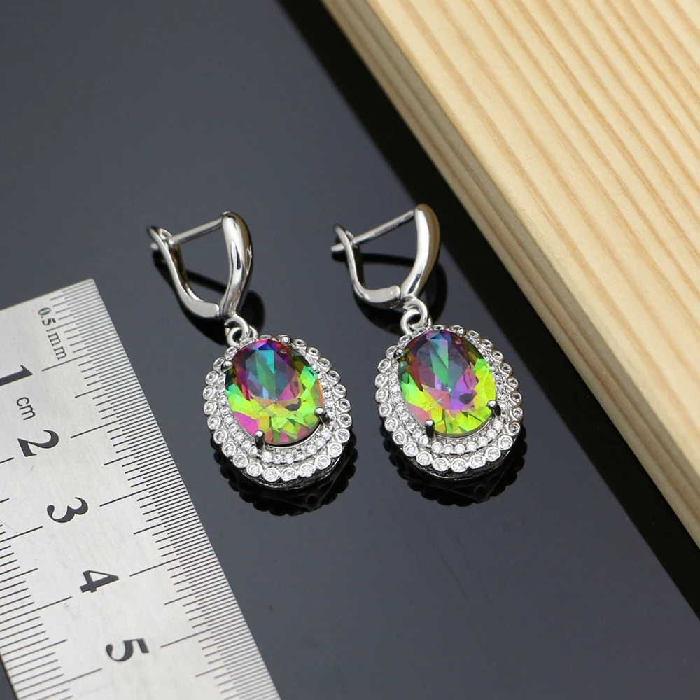 Mystic Rainbow Fire Cubic Zirconia Earrings For Women  Stone Bridal Stone Dangle Earrings Jewelry Dropshipping