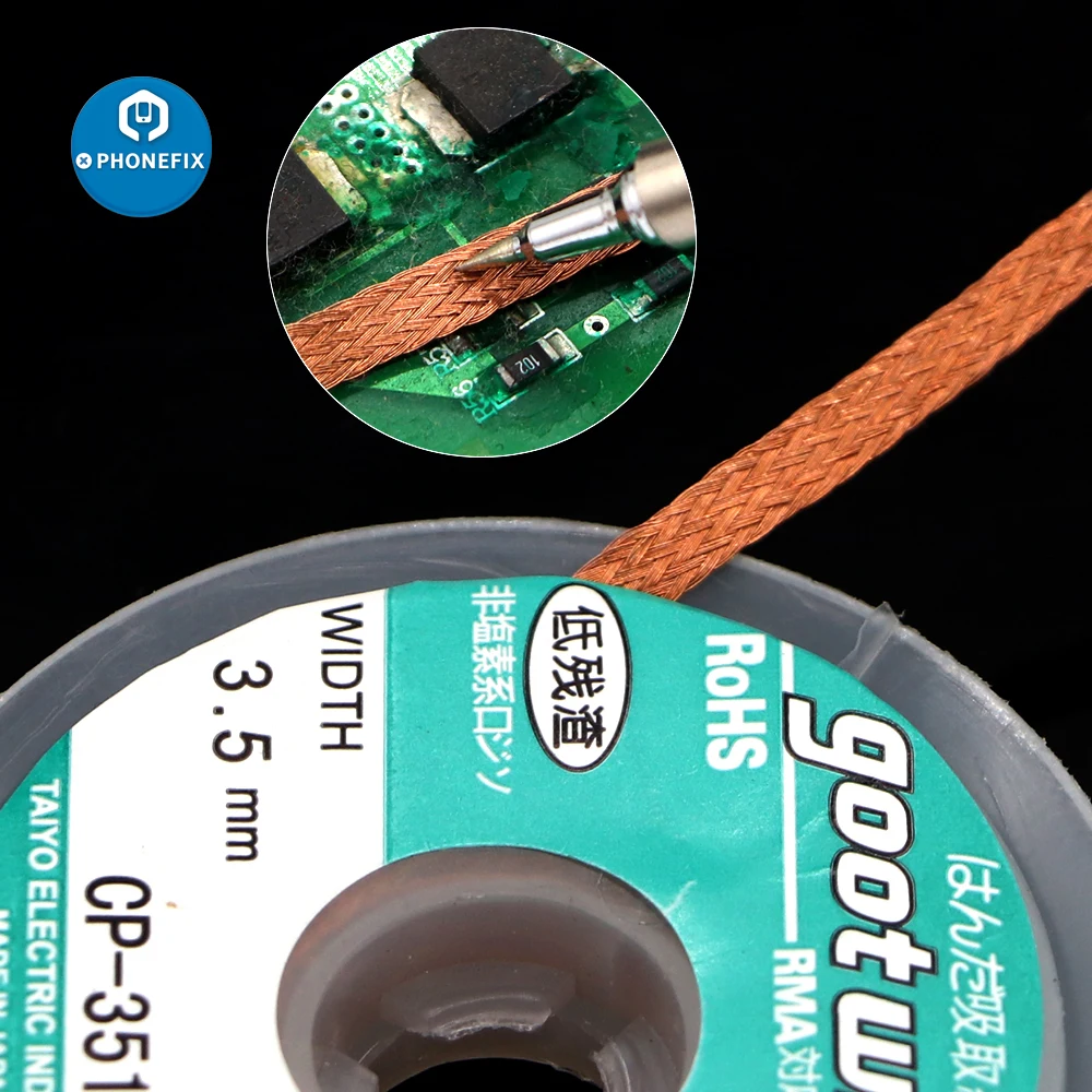 Bga desoldering trança 1.5mm 2mm 2.5mm 3mm 3.5mm 1.5m fio de pavio para reparar pcb bga precisão trabalho solda remover ferramenta