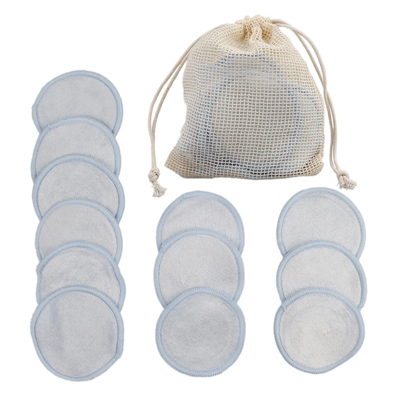 Reusable Bamboo Fiber Makeup Remover Pads 12/1pcs/Pack Washable Rounds Cleansing Facial Cotton Make Up Removal Pads Tool