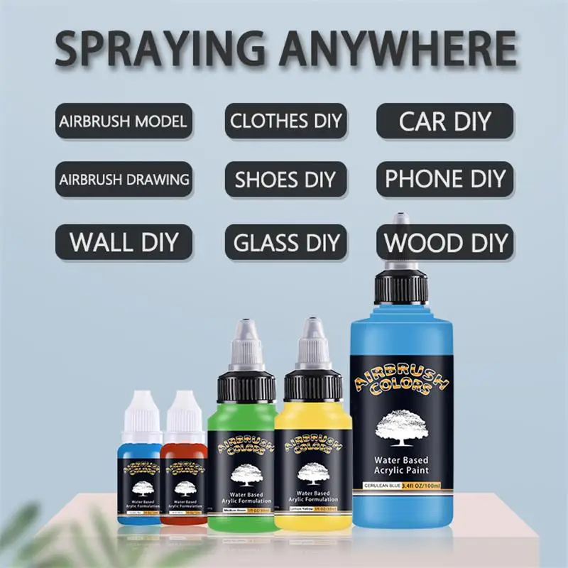 Airbrush Acrylic Paint 1/3/5*30ml /Bottle 24 Colors Waterproof   Pigments  for  Car & Wall Decoration Model Coloring DIY