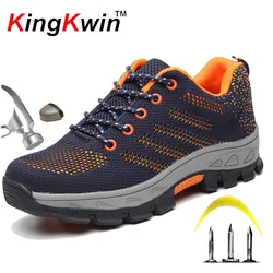 Men Steel Toe Boots Work Safety Plus Size Outdoor Tennis Breathable Protective Puncture-proof Safety Shoes For Men Sneakers