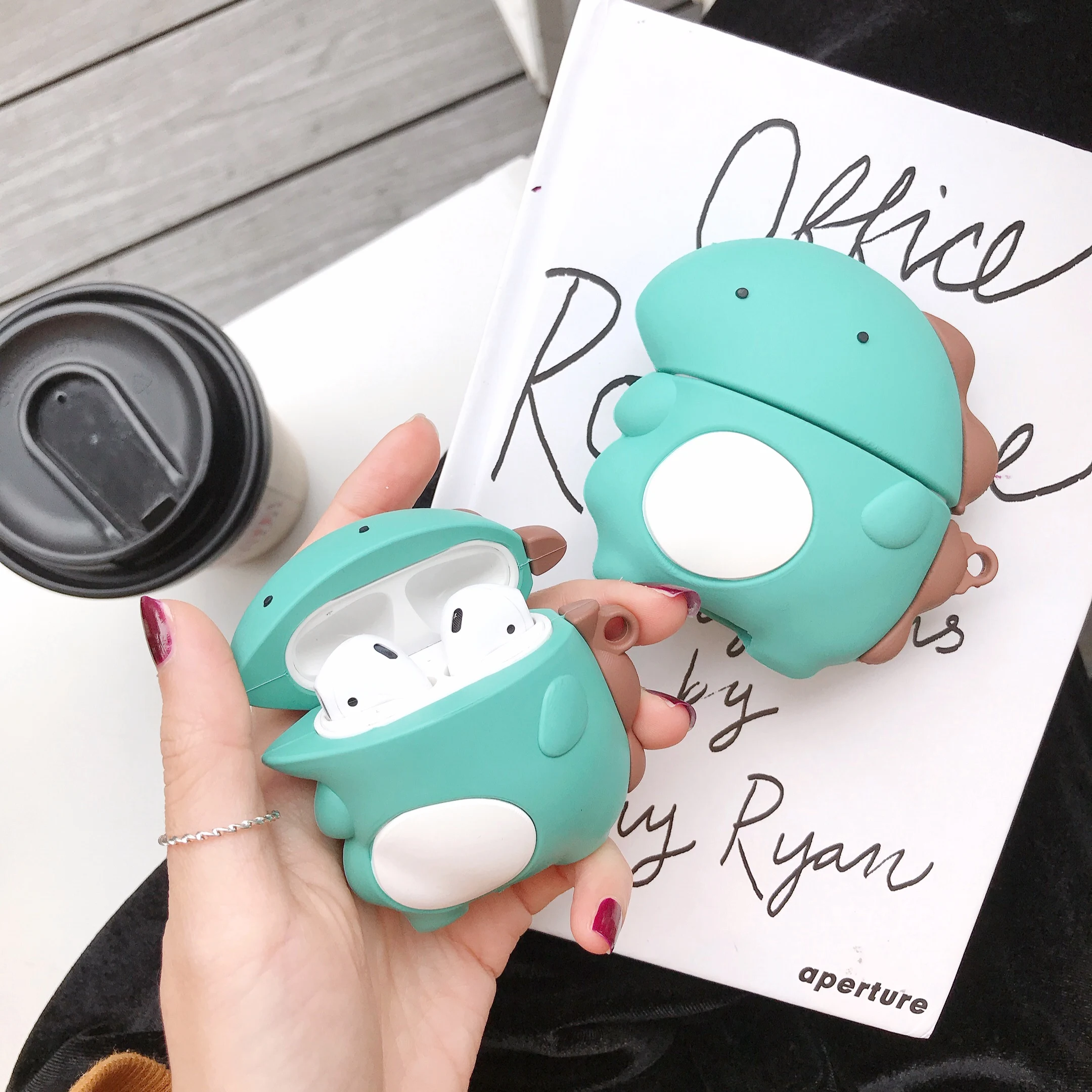 For AirPods 1 2 pro Case Cute cartoon Green Little dinosaur headphone Cover For Air pods3 Case Protect Wireless Headset cover