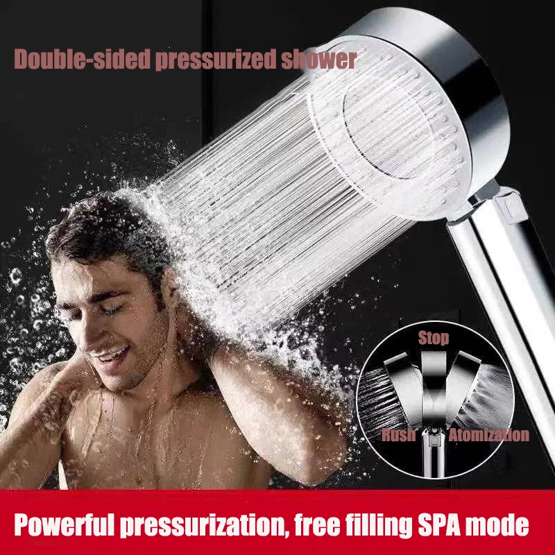 Double-sided Shower Head Water Saving Round ABS Nozzle SPA Bath Shower 2 modle High Pressure Rain and Mist  Handheld Hand Shower