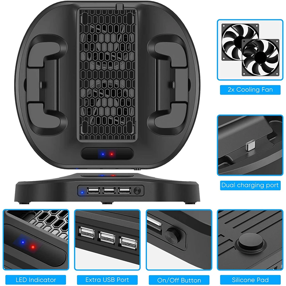 Вертикальная подставка с охлаждающим вентилятором для Xbox серии S, Зарядная база YUANHOT с двойным портом зарядного устройства контроллера и системой охлаждения