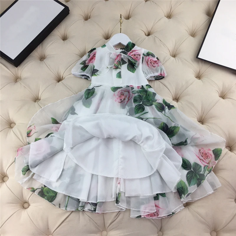 20213 kids girls floral dress princess dresses clothes ball gown 90-160 Childrens formal attire kids ceremonial clothes