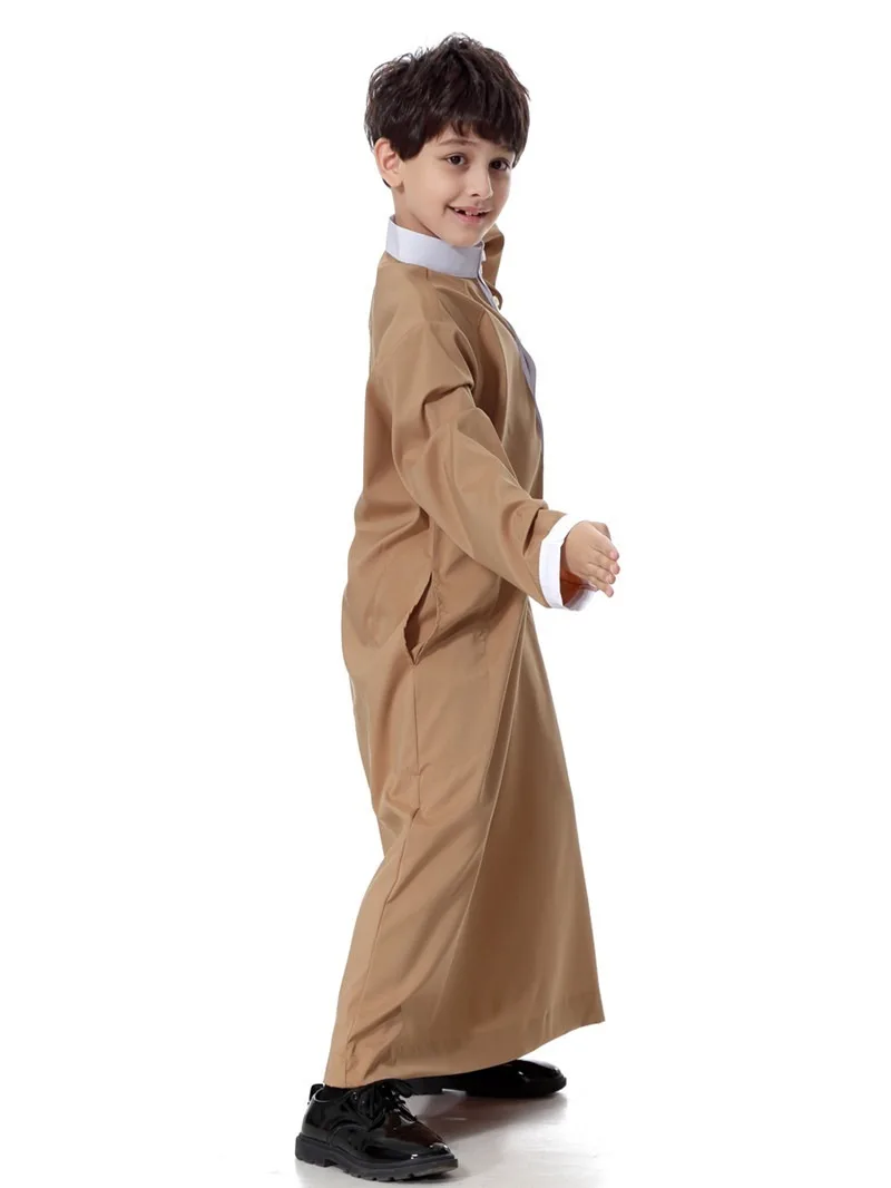 Children abaya White arab robe clothing muslim men islamic jubba muslim kid dress BTH873