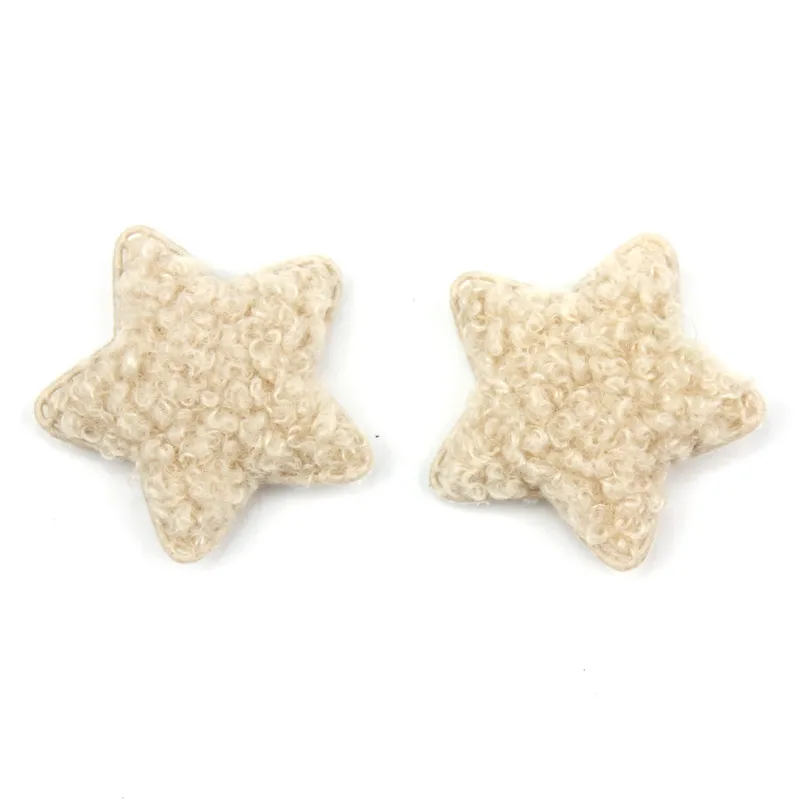 40Pcs 4.5cm Teddy Plush Star shape Padded Appliques for DIY Clothes Kids Headwear Hat Bag Handmade Decor Ornament Accessories