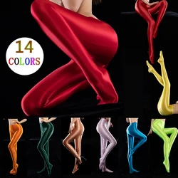 Sexy Oil Shiny Pantyhose Stockings See Through High Elastic Smooth Tights High Waist Pant Women Leggings Nightclub Wear