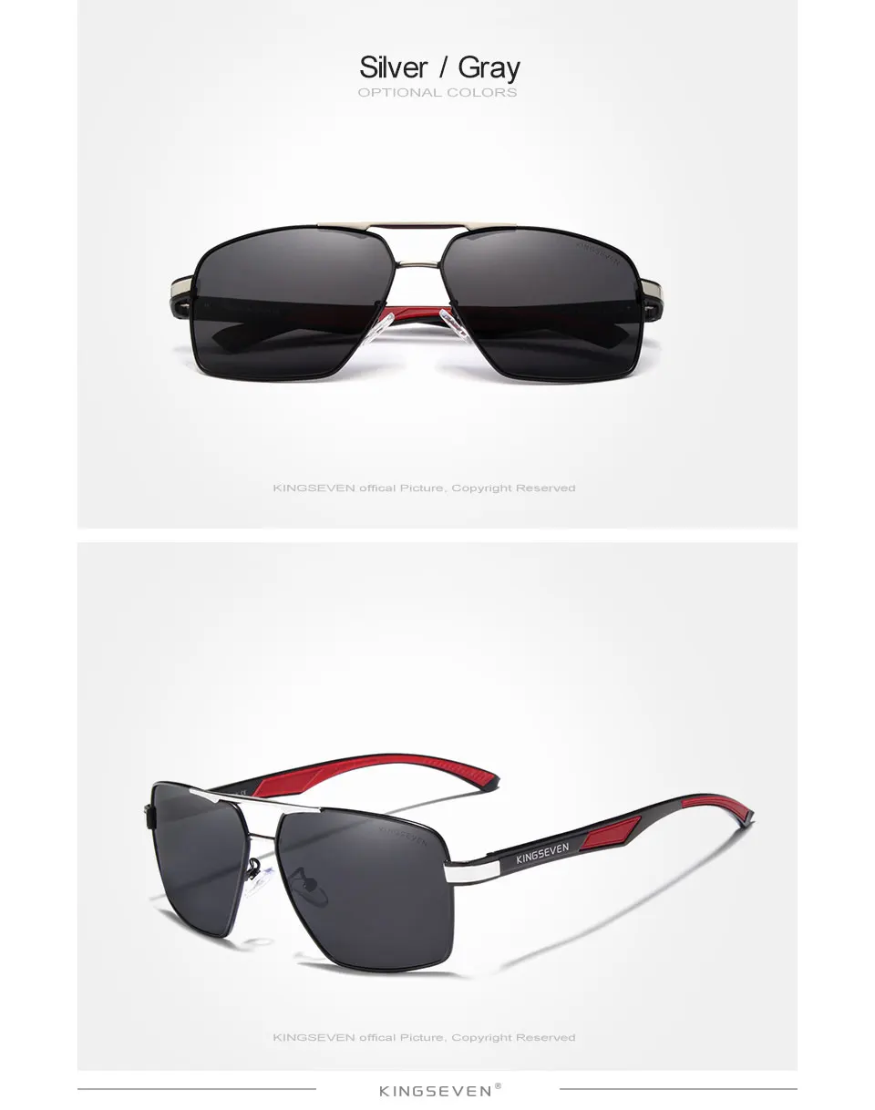 KINGSEVEN Marke Neue Polarisierte Männer Sonnenbrille Quadratischen Aluminium Rahmen Männliche Sonnenbrille Fahren Angeln Brillen Zonnebril N7719 – Detail 7