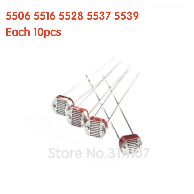 50PCS/LOT LDR Photo Light Sensitive Resistor Photoelectric Photoresistor Kit for 5506 5516 5528 5537 5539  5 Kinds Each 10PCS