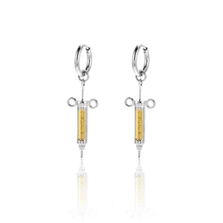 Fashion Cylindrical Syringe Medical Equipment Creative Nurse Amulet Jewelry Earrings Doctor Graduation Gift